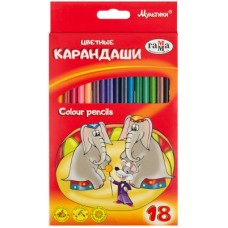 Набор цветных карандашей "Мультики" трёхгранные, 18 шт.