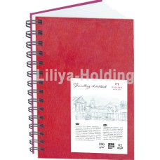Блокнот "Travelling sketchbook" А6 62 л красный ПОРТРЕТ пружина слева/, Скетчбук