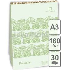 Блокнот  "Premium   Immature pistachio" (незрелая фисташка) 30л А3 на пружине, Скетчбук